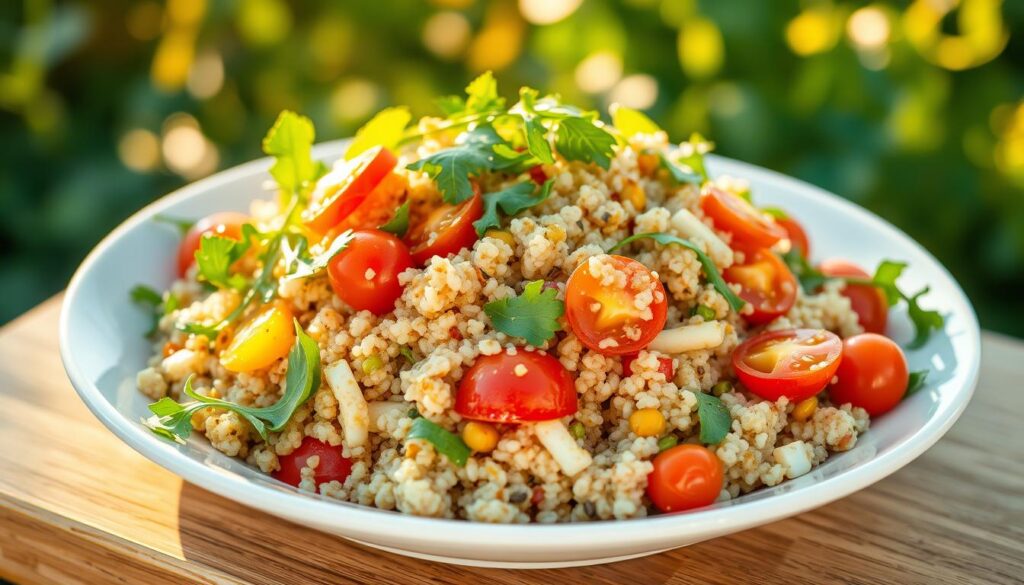 insalata di quinoa con verdure croccanti