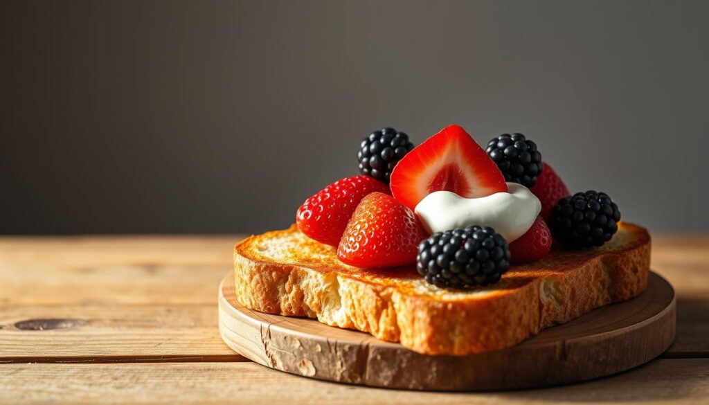 pane tostato con frutta e yogurt