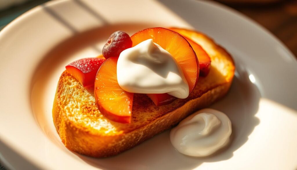 pane tostato con frutta e yogurt